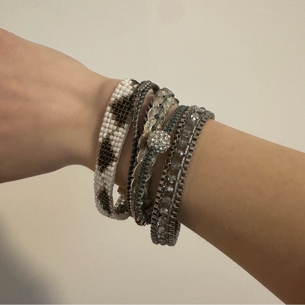 Victoria Emerson silver beaded wrap cuff bracelet